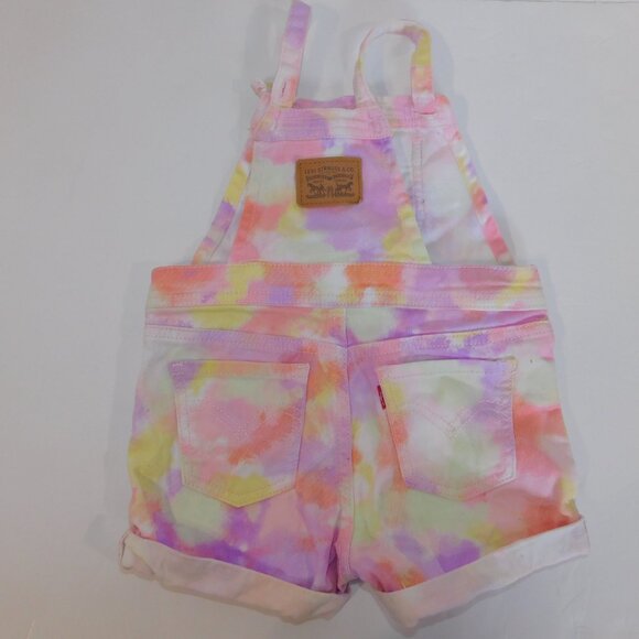 Levi's Baby Girl 24m Pink Yellow Purple Tie Dye Shortalls Short Overalls - Picture 5 of 12
